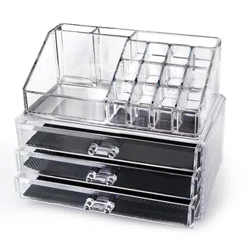 

Multifunction Acrylic 3-Drawer Style Makeup Cosmetics Jewelry Storage Box Case Rack Organizer (Transparent)