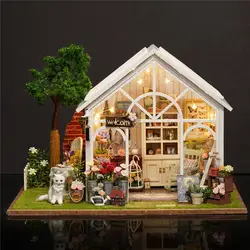 3D Деревянный миниатюрный кукольный домик теплица цветок магазин игрушки дом Дети моделирование мебель собрать Куклы Домашние игрушки