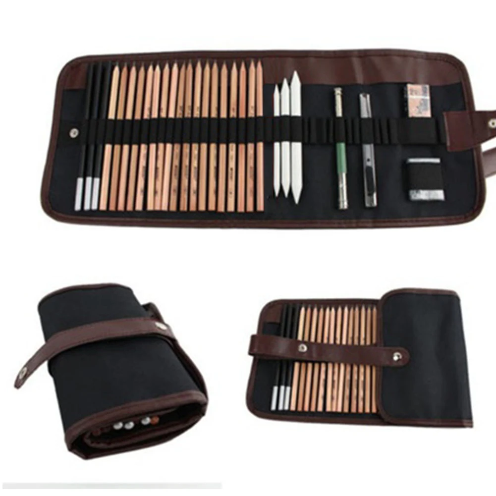 

29 PCS Professional Sketch & Drawing Art Tool Kit With Graphite Pencils, Charcoal Pencils, Paper Erasable Pen, Craft