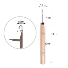 2 шт. деревянная ручка вязания крючком Threader иголка для связывания микро кольца/петли иглы волос расширение Плетеный парик инструменты