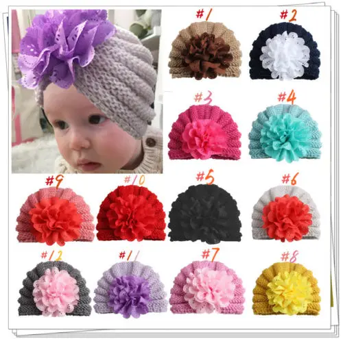 

Pudcoco 12 Colors Adjustable Newborn Infant Baby Hat Kids Girls Big Flower Knitted Hats Beanie Cap Ski Hat Cap Cute Accessories