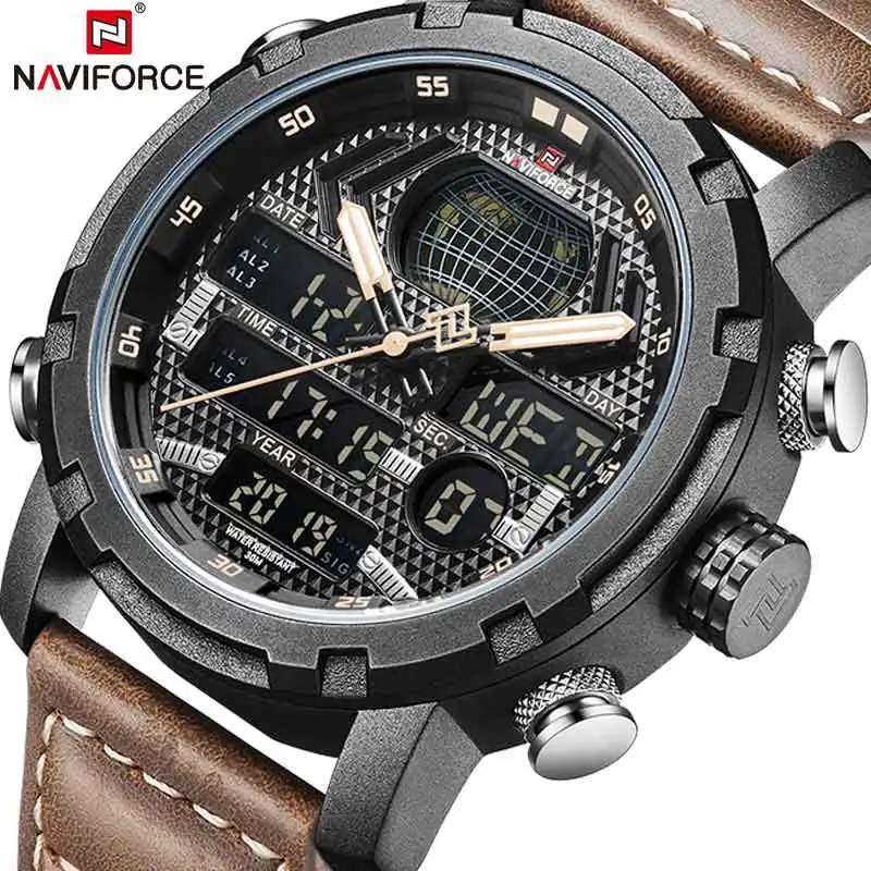 Часы NAVIFORCE мужские спортивные цифровые аналоговые водонепроницаемые из