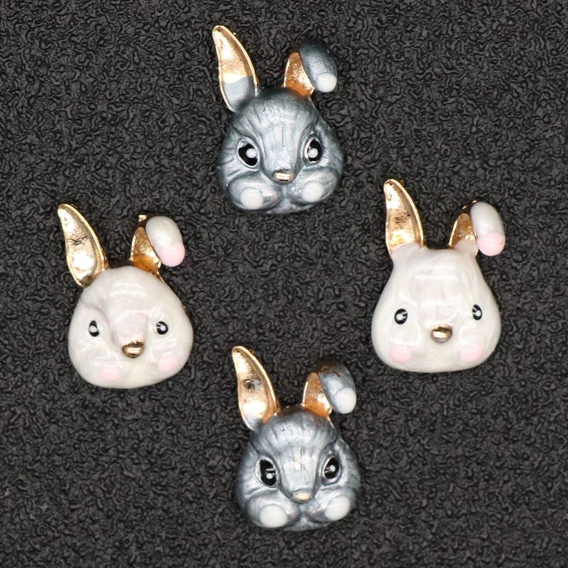 

10Pcs/Lot Alloy Dropping Oil Sewing Cartoon Rabbit Buttons Faux For DIY Baby Hair Bag Shoes Accessories Scrapbooking