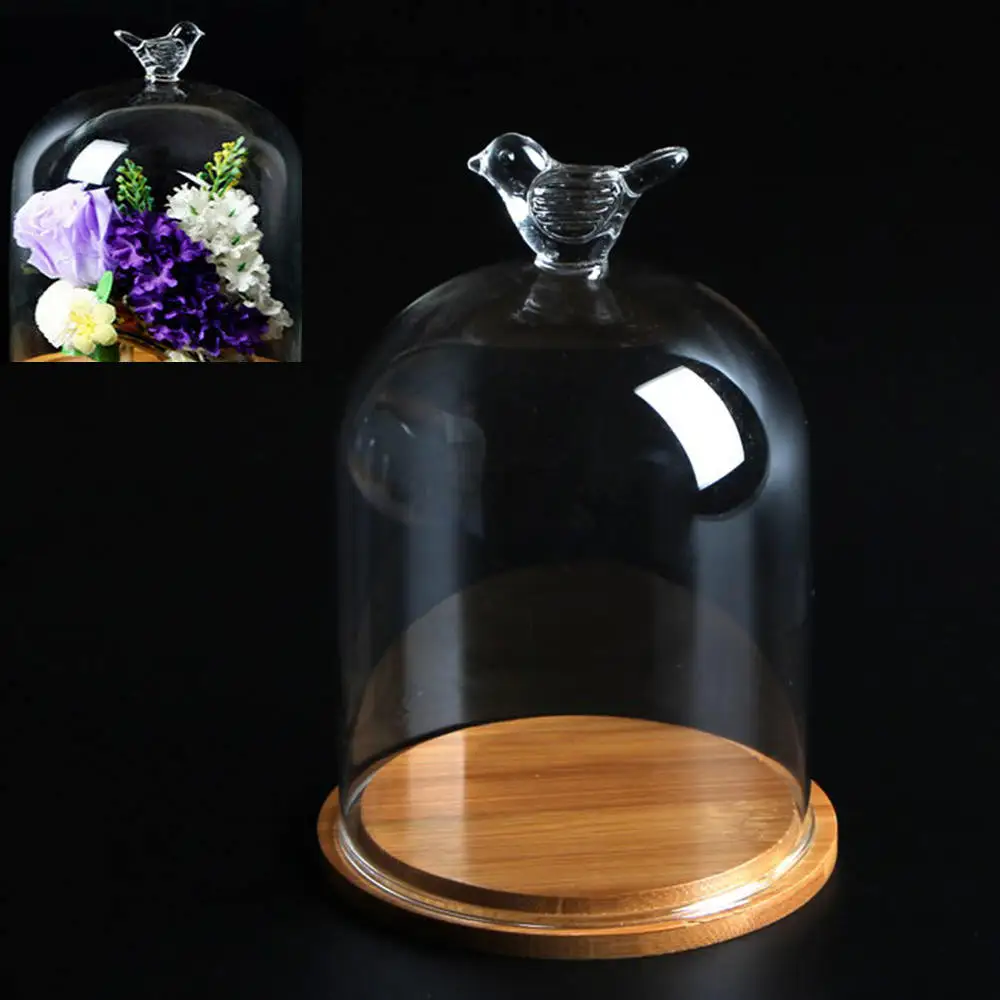 1 шт. стеклянный цветок дисплей Клош колокольчик купольная банка бесмерное сохранение+ деревянная основа вечная Цветочная стеклянная крышка