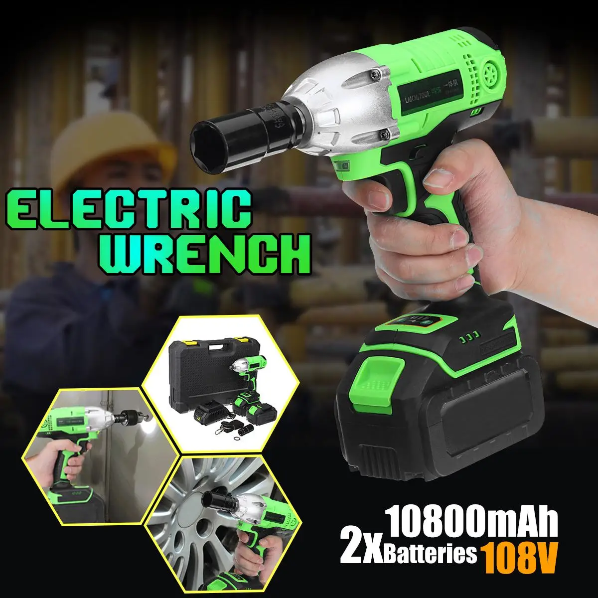 

18-180V 2x10800mAh Battery Brushless Cordless Rechargeable Electric Impact Wrench Car Socket Hand Drill Installation Power Tools