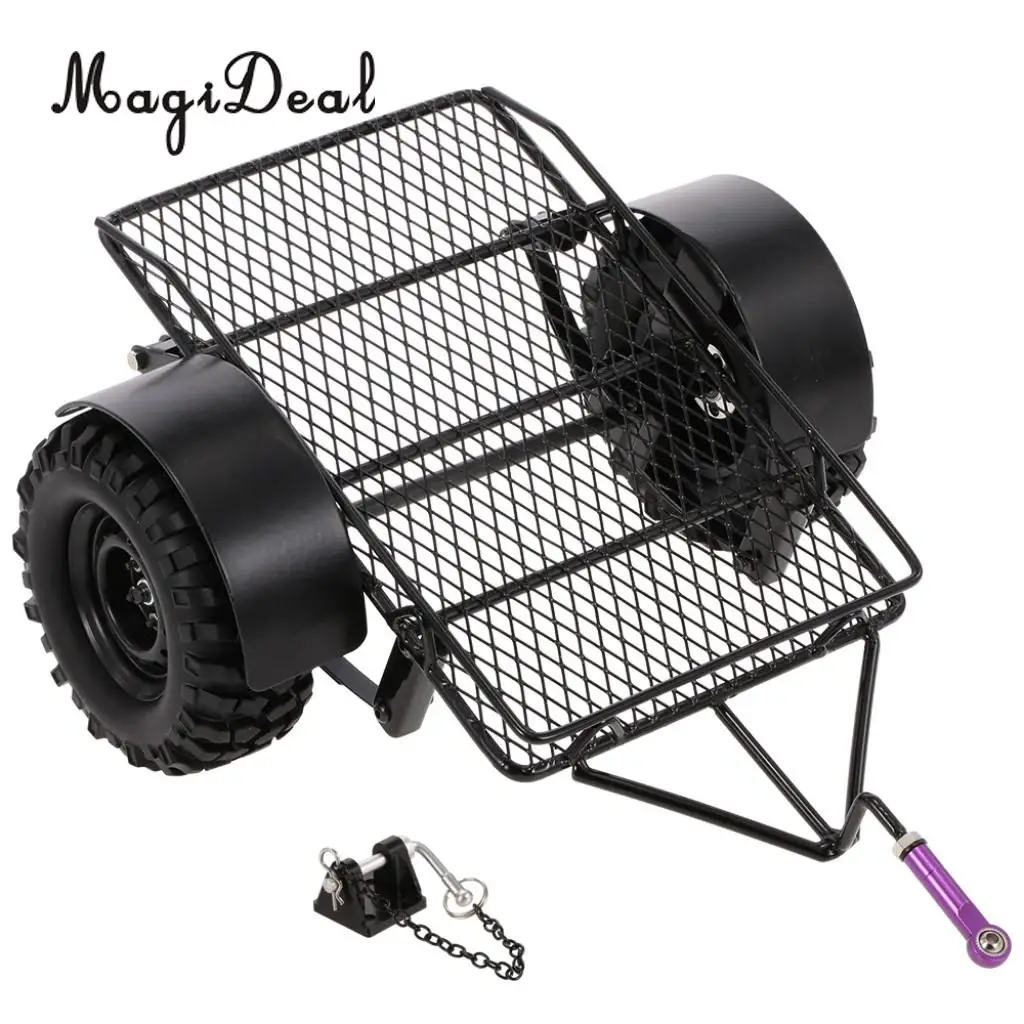 

1/10 RC Car Utility Trailer Kit with Tow Hook for Traxxas TRX-4, Axial SCX10 D90, HSP, RC4WD, HPI, CC01 Rock Crawler Truck