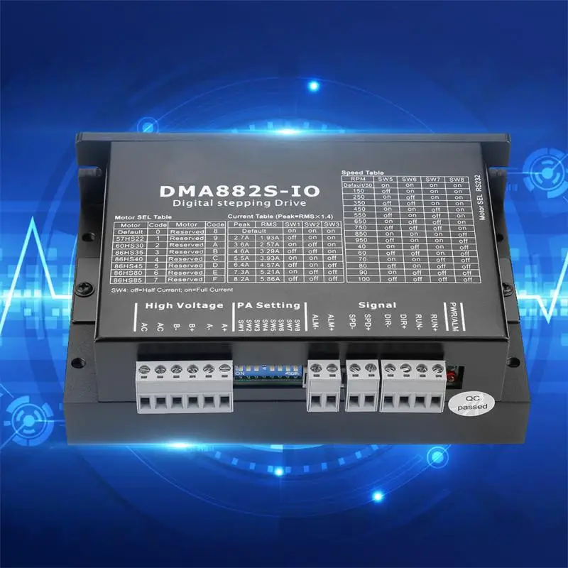 DMA882S IO 2 фазный Драйвер шагового двигателя для 60/86/110 точность управления током