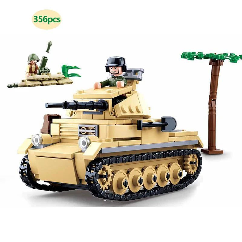  Military WW2 Messerschmitt BF-109 Fighter Panzer II SWAT Police Team Building Blocks army soldier F