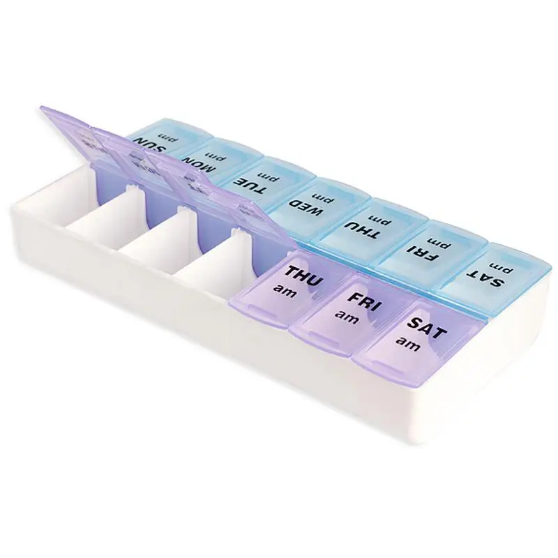 

7 Day 14 Slots Pill Box Weekly Medicine Organizer AM/PM Detach Holder Medicine Storage Box Pills Organizer Case Random Color