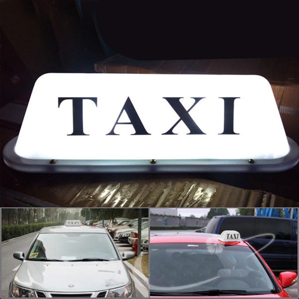 1pcs 35*9.3*10.3cm White High Quality PVC Taxi Sign Lights DC 12v LED CAB Print ''taxi'' on both sides | Автомобили и