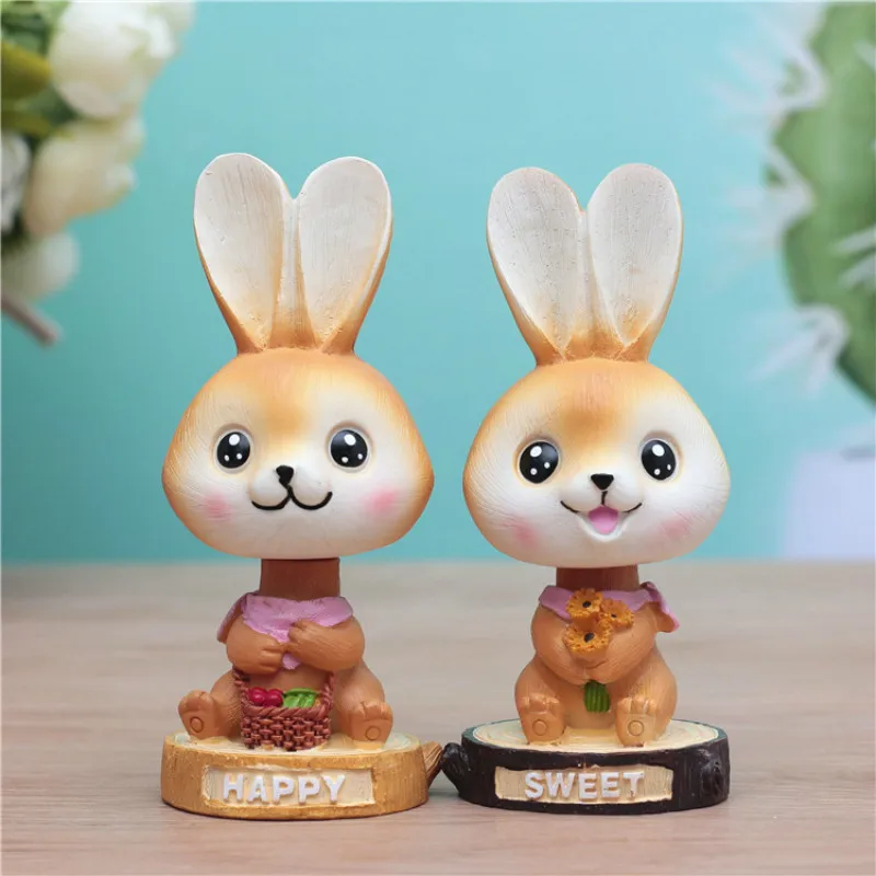 

Resin Pendulum Rabbit Figurines Home Automobile Crafts Desk Decoration miniature ornaments