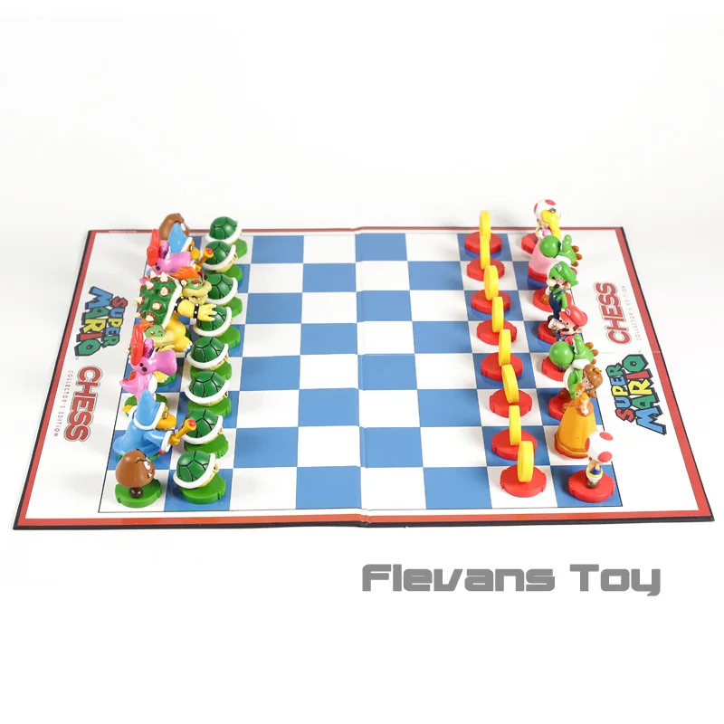 

Super Mario Brothers Chess Collector's Edition Mario Luigi Toad Peach PVC Figures Model Toys Set
