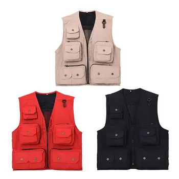 

Outdoor Sport Many Pockets Vest Waistcoat Suitable For Fishing Hunting Riding Casual Men's Copper Buckle Photography Director