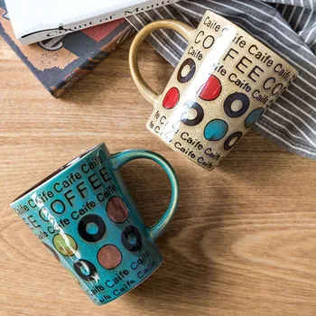 

Creative Hand-painted Ceramic Mug For Coffee Hot Water Children's Breakfast Milk Cup Tumbler Cups And Mugs With Spoon Tea Cup