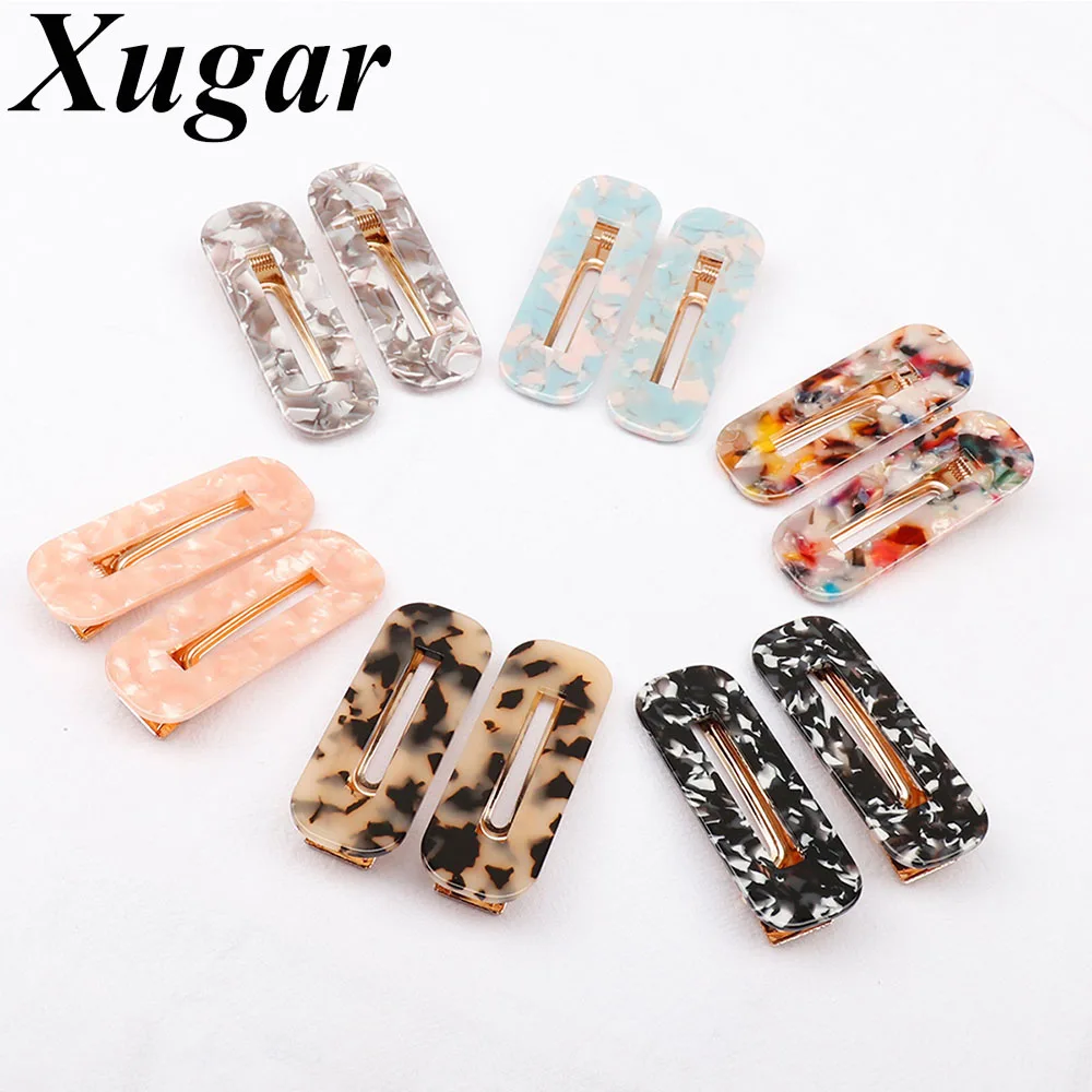 

Xuagr 2Pcs/Pair Hair Accessories Hair Clips for Girls Women Acetic Acid Leopard Print Waterdrop Woman Hairpins Hair Barrettes