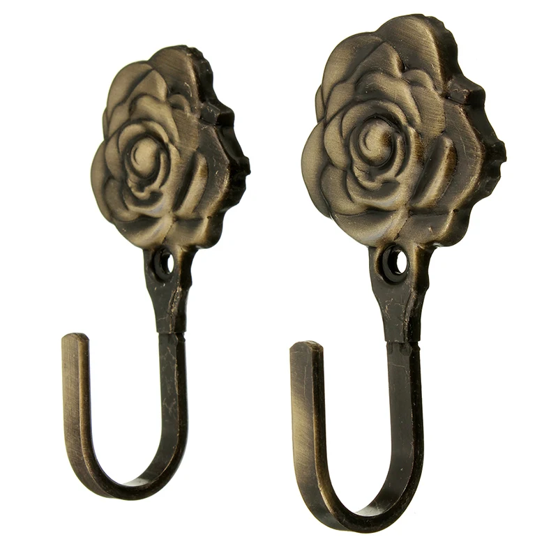 

2Pcs Metal Rose Flower Curtain Tie Back Tieback Holders Wall Hooks Decor