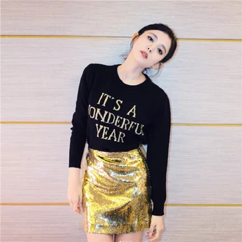 

2018 Winter Harajuku Streetwear Women Black Letter Print Sweater Pullover Long Sleeve Female Knitted Jumper Tops Clothing