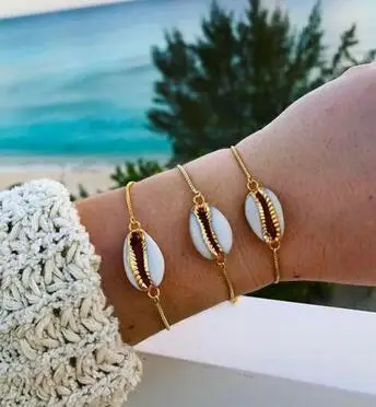 

MESTILO 3pc/set 2019 New Bohemian Gold Color Shell Bracelet Sets for Women Girl Summer Beach Shell Bracelet Bangle Boho Jewelry