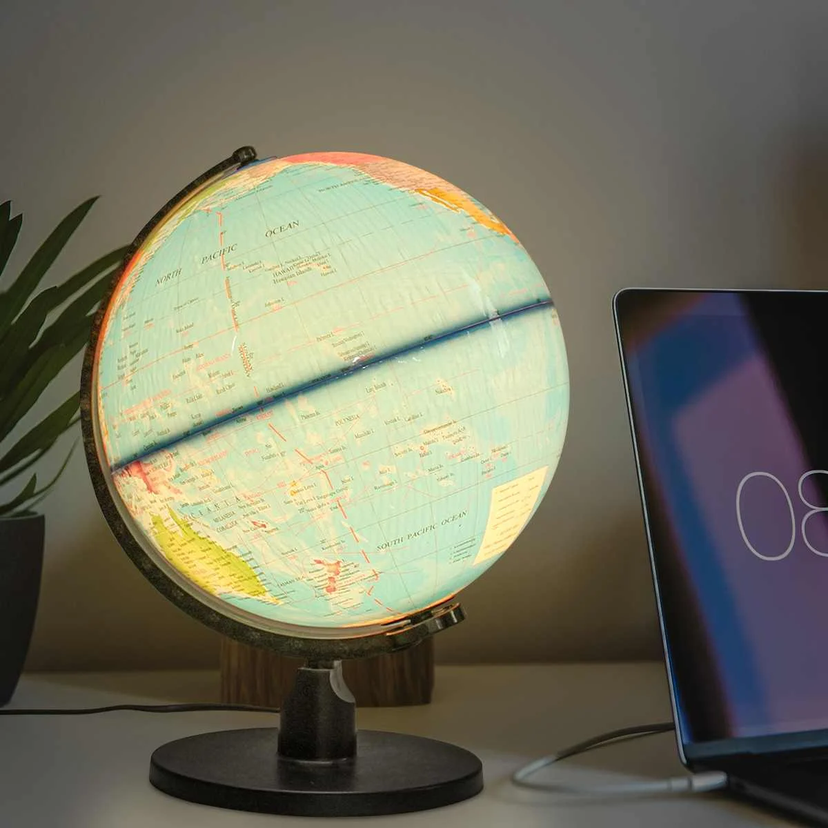 

25cm Plastic Terrestre World Globe Earth Map with Led Light Students Geogrephy Educational Tools Home Office Decor Ornaments