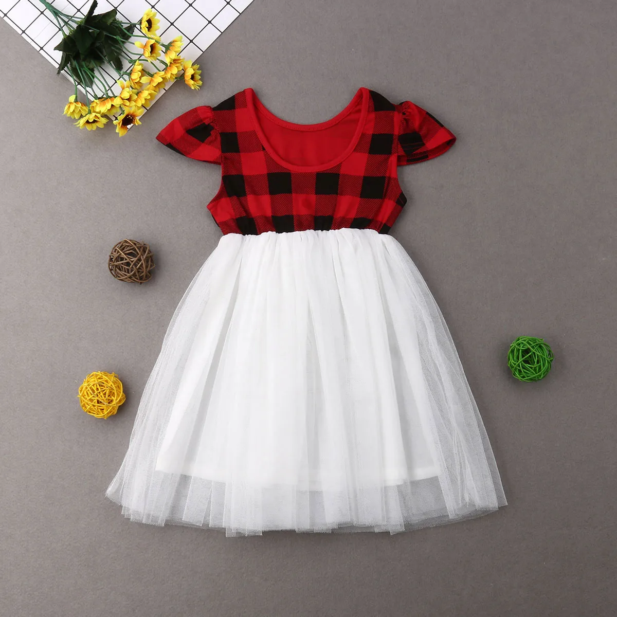 Mia /& Mimi Girls Toddler Christmas//Holiday//Fancy Red Plaid Dress