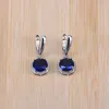 Bridal  Silver Color Jewelry Sets Blue Zirconia Stone Earrings For Women Wedding Jewelry With Ring Pendant Necklace 5