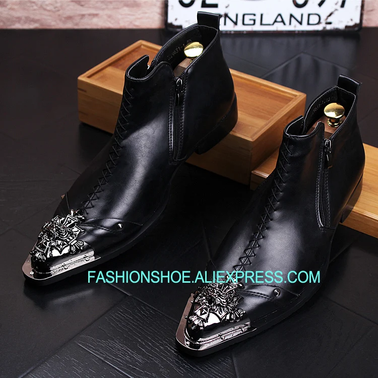 

2018 Cozy Chelsea Booties for men Metal pointed toe Ankle Short Boots Flats Shoes Soft leather Hot Oxfords Martin Booties Hombre