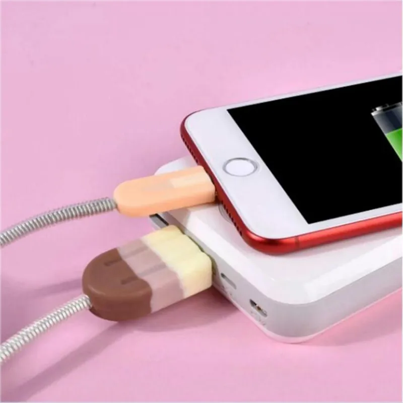 Цветной чехол для кабеля мороженого милый силиконовый зарядки iphone 7 X Samsung USB