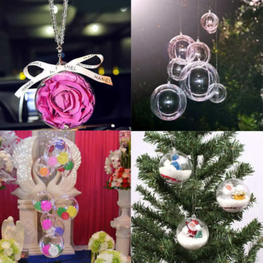 

15 Pieces Transparency Christmas Balls Party Plastic Hanging Ball Bauble Candy Case Xmas Tree Decor Home Decoration 4cm 5cm 6cm
