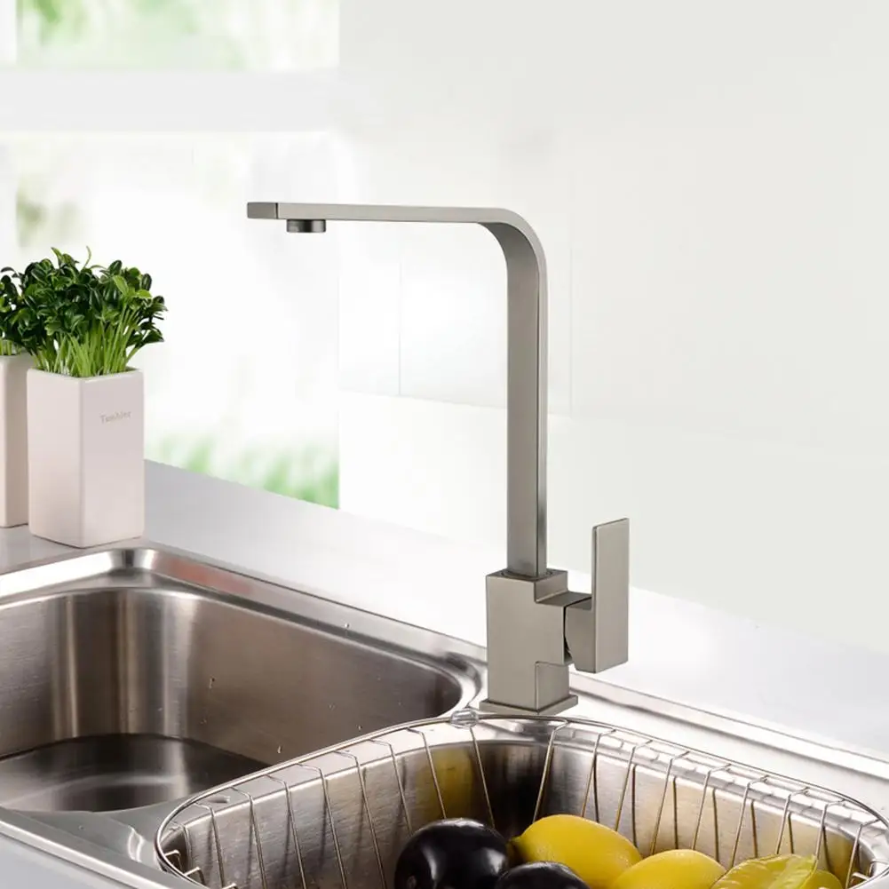 

LanLan 360 Degree Rotatable Water Faucet Cold & Hot Water Tap High Square Brushed Faucet for Kichen Bathroom