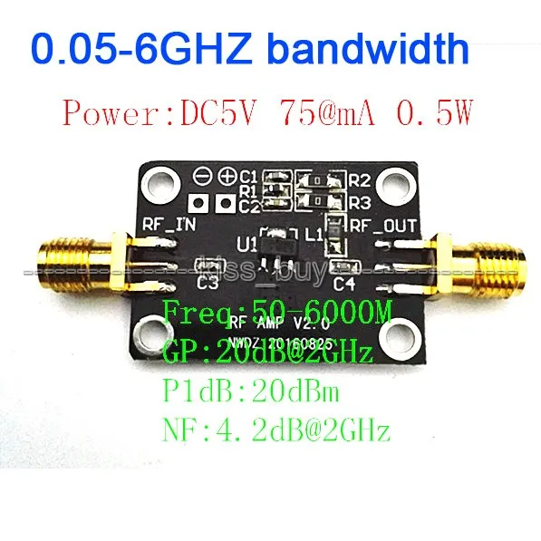 

High linearity LNA 0.05-6GHZ bandwidth RF amplifier Signal Receiver FM HF VHF / UHF Ham Radio