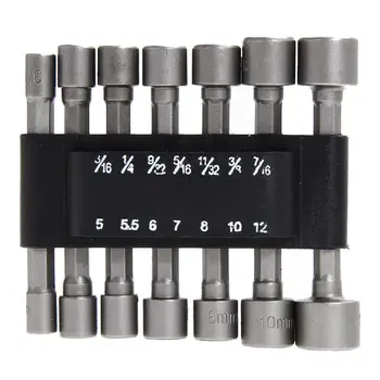 

14pc Power Nut Driver Drill Bit Set SEA Metric Socket Wrench Screw 1/4" Hex