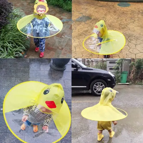 

Foldable Cartoon Duck Funny Children Raincoat UFO Rain Coat Cover Baby Outdoor