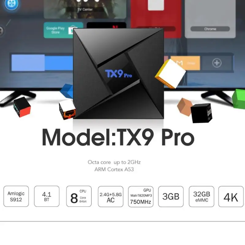 

TX9 PRO Android 7.1 Smart TV Box 3GB+32GB Amlogic S912 Octa Core WiFi 4K Set Top Box Media Player