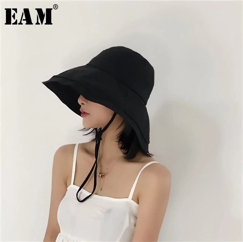 

[EAM] 2019 New Spring Summer Round Dome Foldable 5 Colors Temperament Fishermen Hat Women Fashion Tide All-match JR975