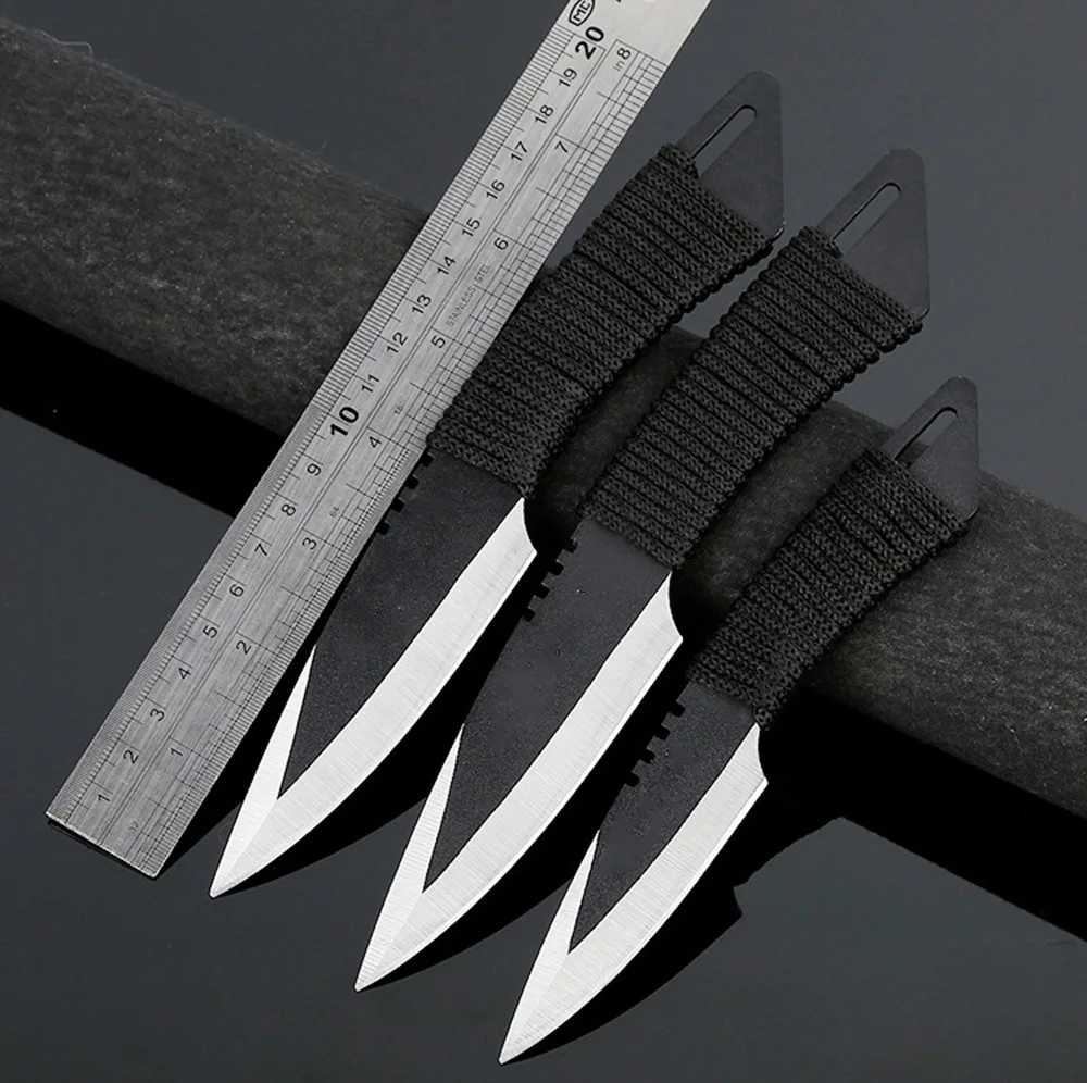 

OWL OD088 3pcs Throw Knife Outdoor Survival Titanium cuchillo Military Hunting Tactical Fixed Blade Pocket Knive Free shipping