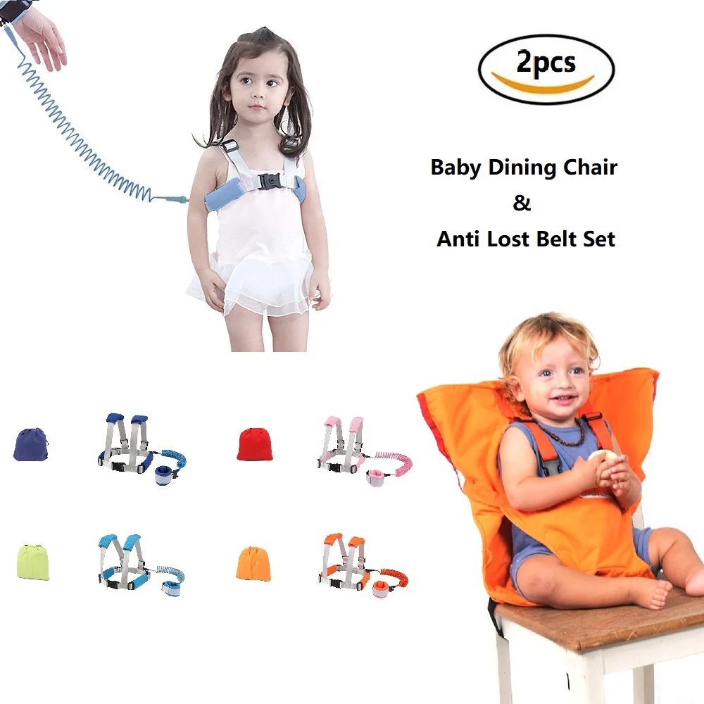

Portable Baby Seat Dining Chair Cover Child Anti Lost Strap Set Travel Safety Belt for High Chair Toddler Outdoor Wrist Harness