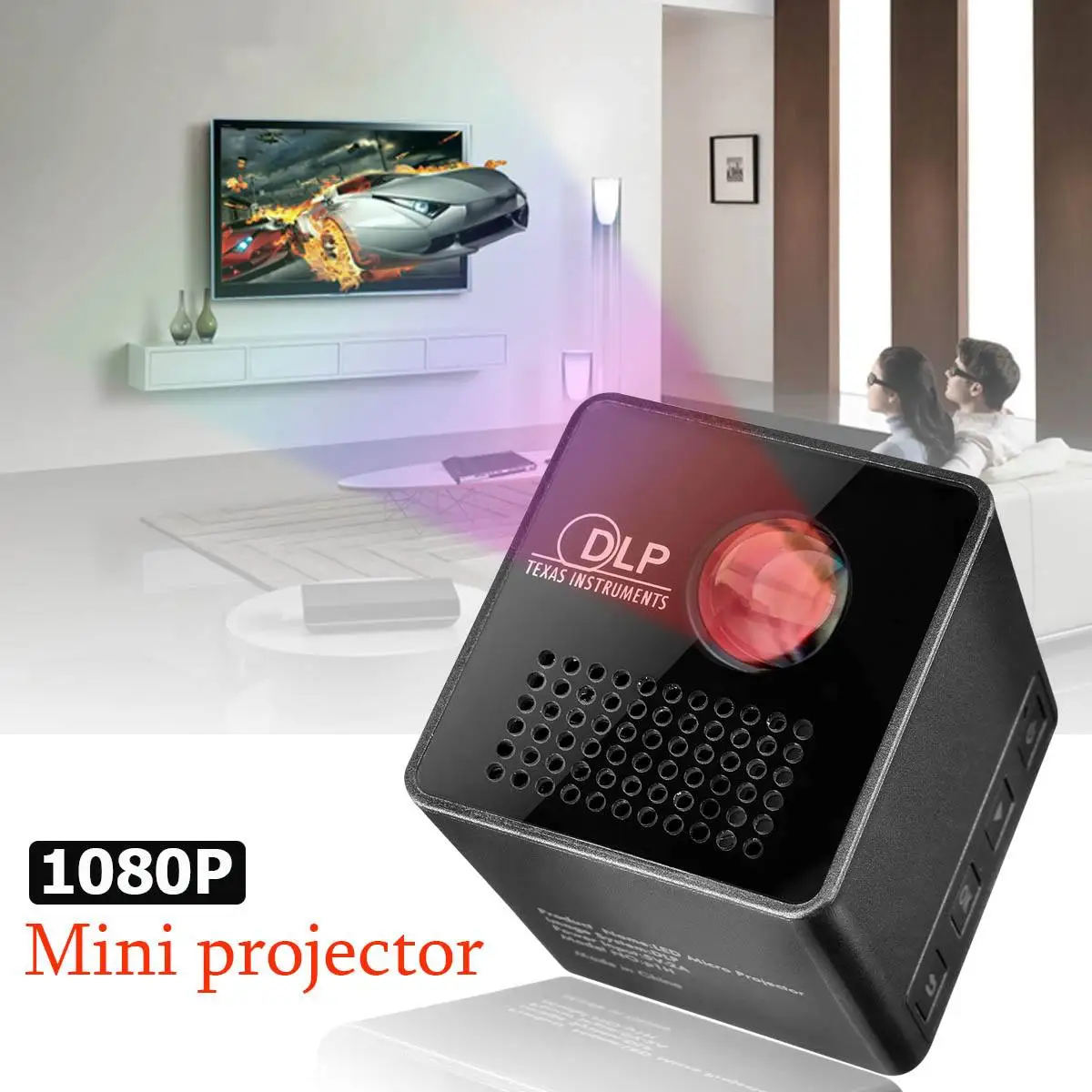 

Mini Projector 1080P Wireless Wifi Mobile Projector Support Miracast Dlna Pockets Proyector Home Theater 5.1 DLP Beamer Battery