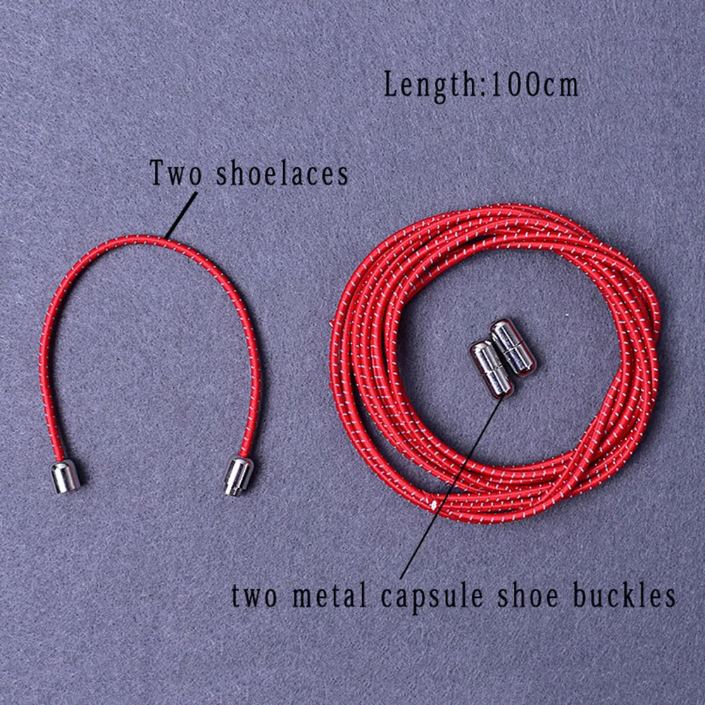 Lazy Shoelace Buckle Free Elastic Children Adult Wild Reflective Round Shoelaces Candy Color Sportshoes Elastic Shoelace