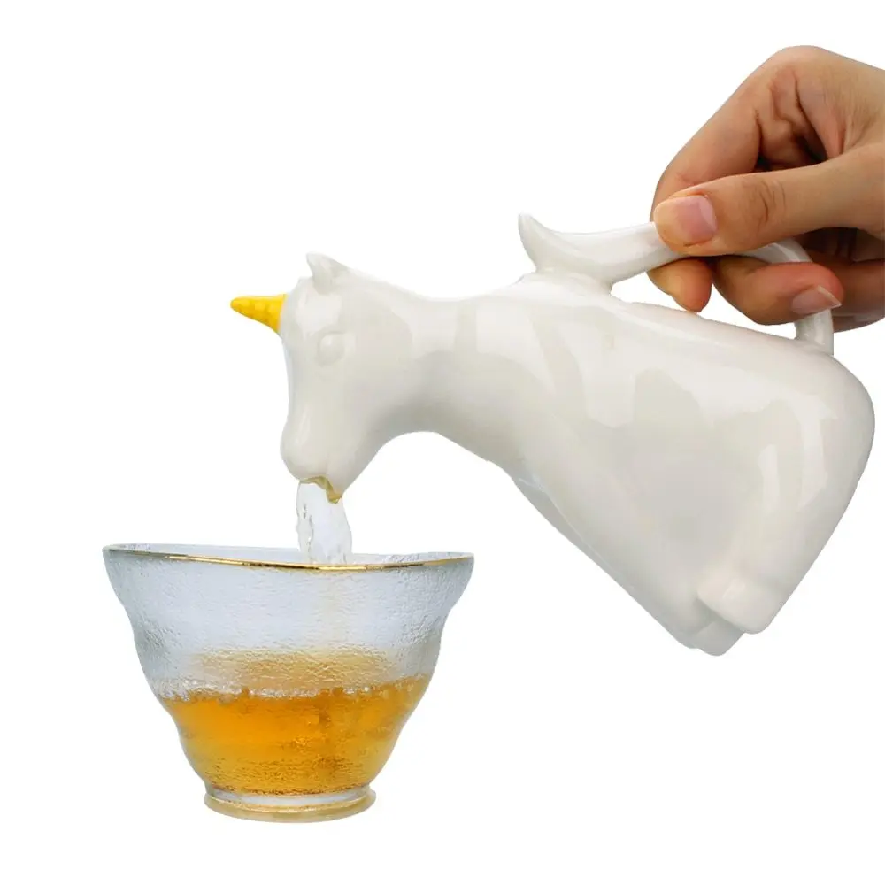 

Cartoon Unicorn Children Ceramic White Porcelain Kettle Ornaments Home Living Room Desktop Water Storage Tea Pot