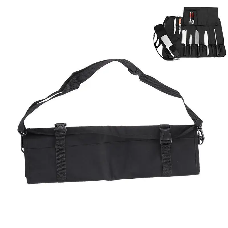 

Professional Chef Knife Case Knife Roll Bag Chef Bag Cutlery Holder Organizer With Shoulder Strap (Black)