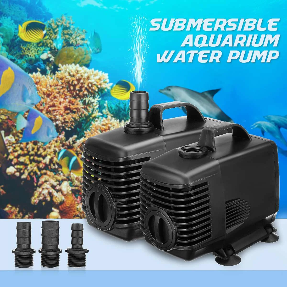 

45W 3000 L/H 220-240V Aquarium Water Pump for Fish Tank Pond Submersible Fountain Water Pump Filter+ 3 Nozzles