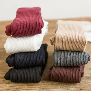 

1 Pair Women Girl Over Knee High Socks Spring Autumn Winter Warm Knit Soft Thigh High Long Socks solid color loose socks