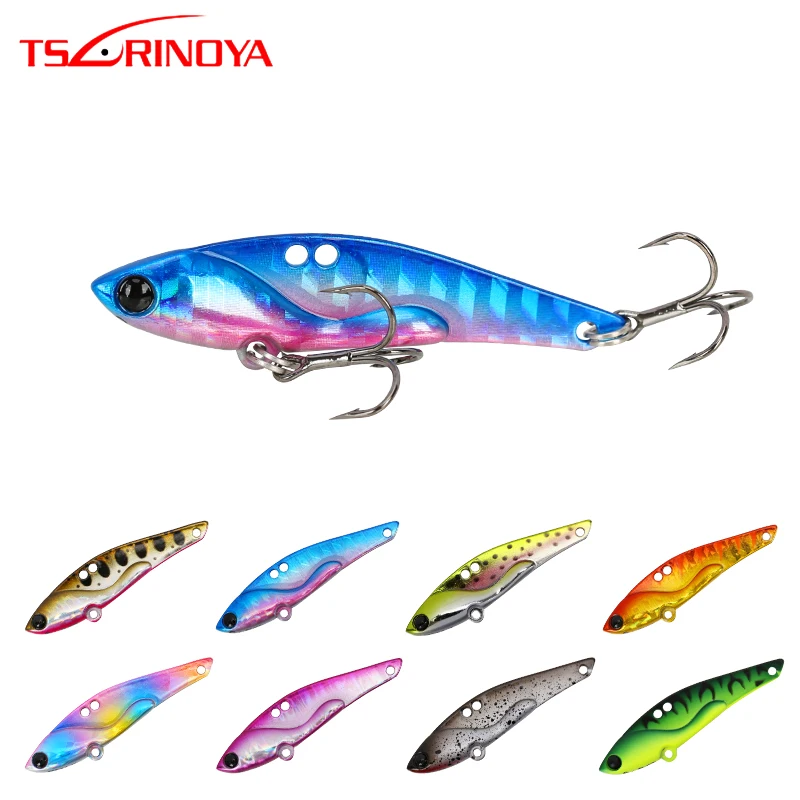  TSURINOYA Fishing Lure DW52 50mm 7g Metal VIB Artificial Bait With Treble Hook Black Bass Bait Full
