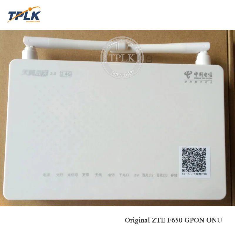 Алиэкспресс Лидер продаж zte F650 ONU ONT GPON с 1GE+ 3FE+ 1USB+ 1WiFi английская версия DC/12 V 2,4G Китайский телекоммуникационный логотип