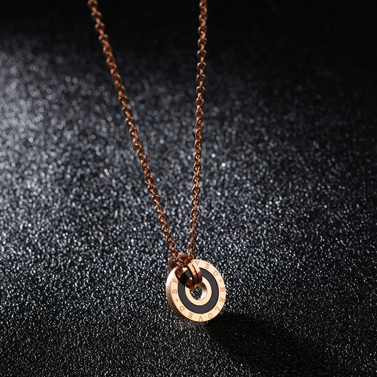 

Necklace Fashion Jewelry Round Stainless Steel Letter Pendant Rose Gold Necklaces For Women Charm Bijoux Femme Jewellery