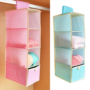 

Behogar Collapsible 4-shelf Hanging Closet Organizer with 1 Drawer Inside Suit for Clothes Storage Hanging Wardrobe Shelves Rack