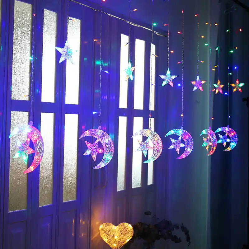 Star Moon LED String Light Xmas Wedding Decor Lamp 220V Curtain Lights 8 Modes