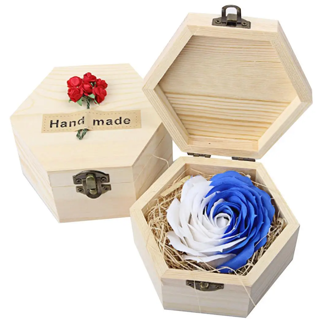 Beautiful Roses Flowers Wood Box Artificial Everlasting Flower Gift Boxin Soap from Beauty