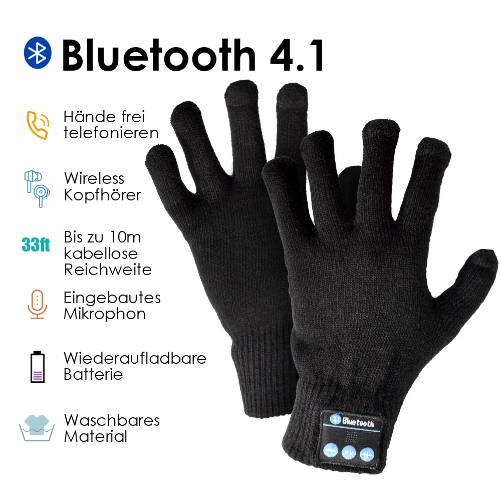 

Highever Wireless headphones bluetooth speaker gloves wired sound quality Built-in Microphone Touch Screen Gloves For Xiaomi