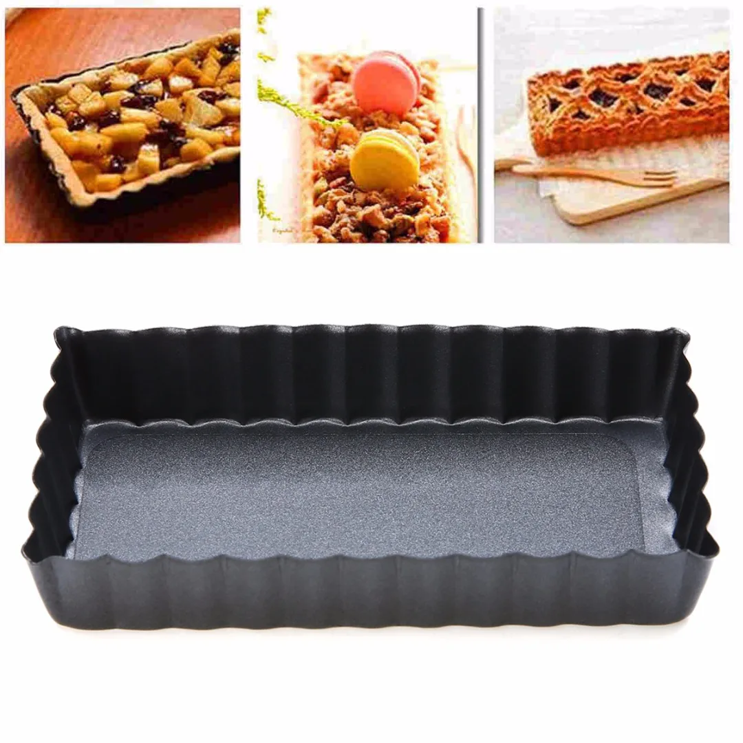 

4.5Inch Pie Pan with Removable Bottom Tart Quiche Pan Non-stick Rectangle Egg Tart Mold Plate Baking tools 1pc